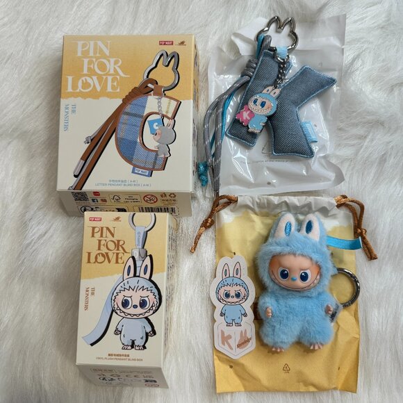 AUTHENTIC Labubu Pin for Love Plush Pendant + Letter Pendant Set – K - Picture 1 of 5